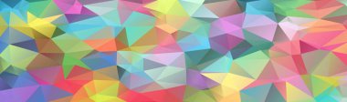 Soyut çok renkli Çokgen, düşük Çokgen arka plan. Renk transfüzyonu. Gökkuşağının tüm renkleri. Multicolor. Suluboya etkisi. Geometrik desen banner, uzun, şerit, reklam, başlık.