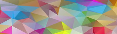 Soyut çok renkli Çokgen, düşük Çokgen arka plan. Renk transfüzyonu. Gökkuşağının tüm renkleri. Multicolor. Suluboya etkisi. Geometrik desen banner, uzun, şerit, reklam, başlık.