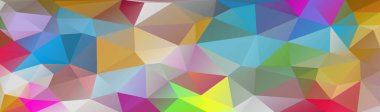 Soyut çok renkli Çokgen, düşük Çokgen arka plan. Renk transfüzyonu. Gökkuşağının tüm renkleri. Multicolor. Suluboya etkisi. Geometrik desen banner, uzun, şerit, reklam, başlık.