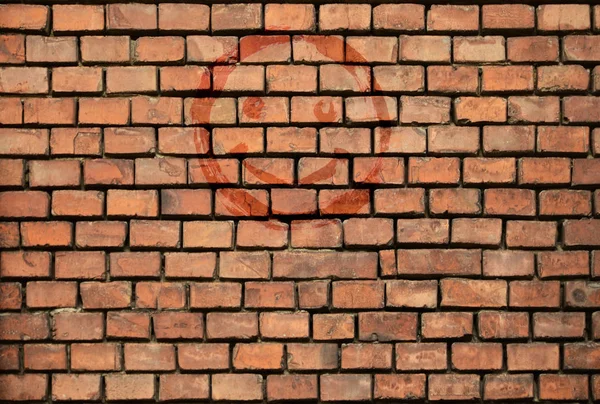 Sonríe emoticono en el fondo de la pared. Símbolo sonriente dibujado. Signo alegre . —  Fotos de Stock