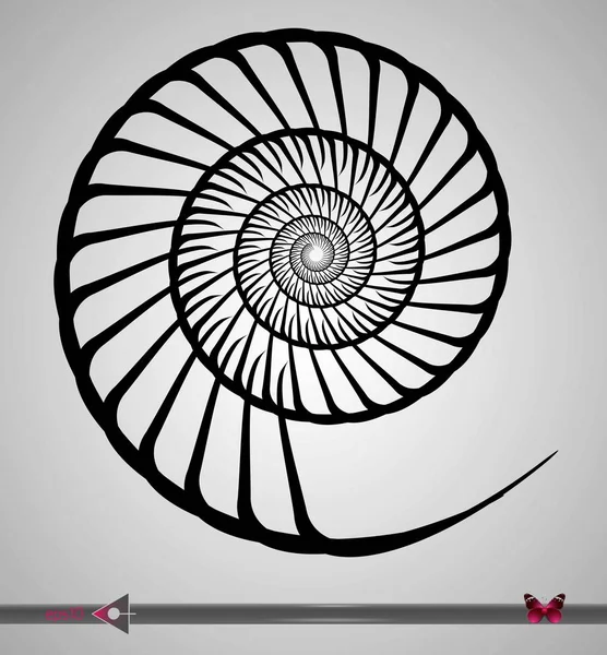 Figure géométrique circulaire concentrique en rotation d'une tornade ou d'un tourbillon. Illustration vectorielle isolée. Spirale, coquille — Image vectorielle