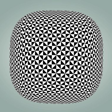 Siyah beyaz desenli, soyut kareli karo. Arkaplan substratı, tasarım elemanı. Yuvarlak