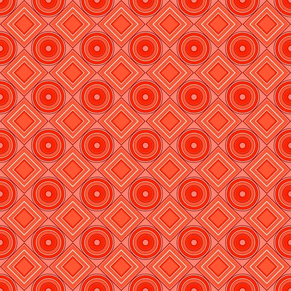 Vektor nahtlose Muster. rot, orange, warm, Hitze, Raute, Quadrat, Kreis, Textilien. moderne stilvolle Textur. Wiederholung geometrischer Figuren. Abstrakter Hintergrund — Stockvektor