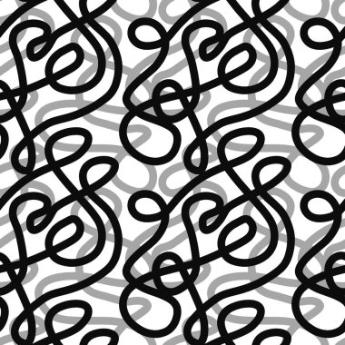 Kusursuz desenli eğri çizgiler, rastgele karalama. Soyut, arka plan. Vektör dekoratif geometrik desen. EPS10