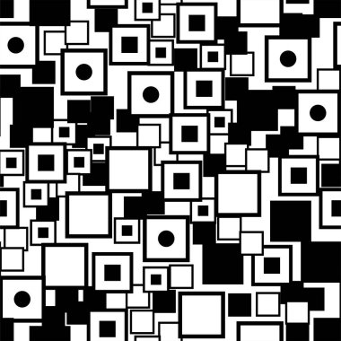 Kusursuz kare, rastgele siyah-beyaz, tek renkli desen. Soyut arkaplan, vektör çizimi. EPS10