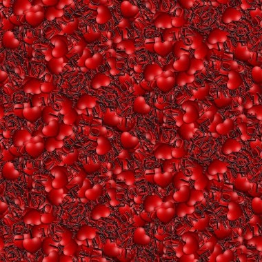 Kırmızı, pürüzsüz arka plan, kalp ve yazıt aşkı. Resim Sevgililer Günü, düğün, davetiye