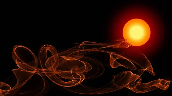 Energy from the sun on a black background — Stock Photo, Image