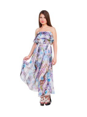 Beyaz arka plan üzerinde genç güzel bir beyaz kadın