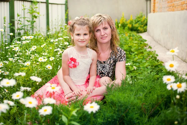 Beautiful little girl with mother outdoor — Stock Photo, Image