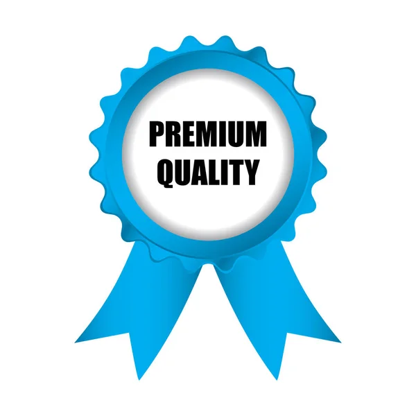 Special premium quality blue badge with ribbons, vector illustra — Stock Vector