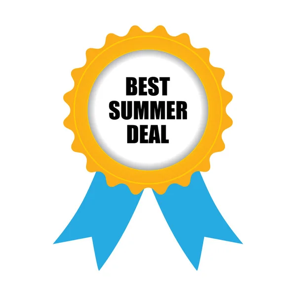 Best summer deal badge, blue-yellow design — Stock Vector