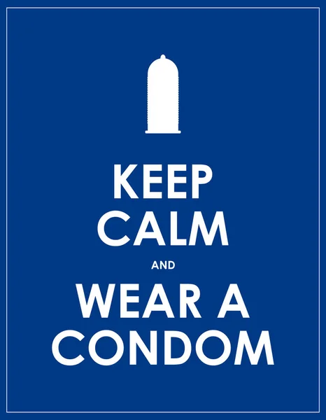 Mantenere la calma sfondo astratto, indossare un consiglio preservativo — Vettoriale Stock