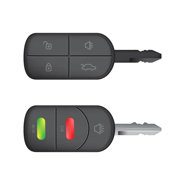 Diseño especial de la llave del coche con botones de bloqueo y desbloqueo — Vector de stock