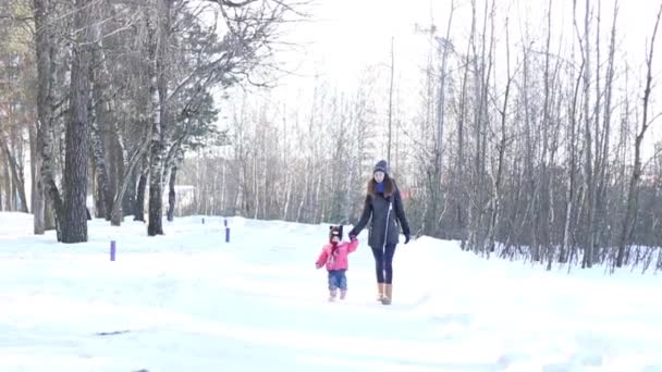 Mor och dotter på en promenad — Stockvideo