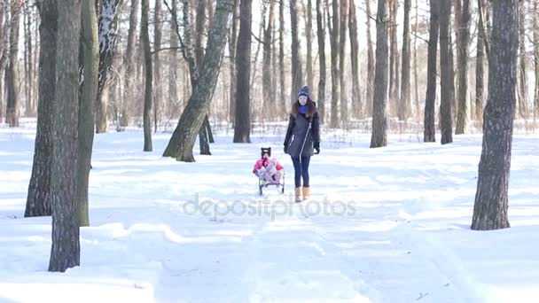 Matka i córka na spacer — Wideo stockowe