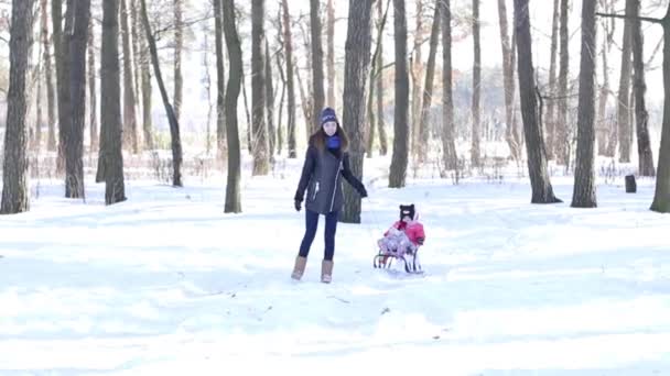 Madre e figlia a piedi — Video Stock