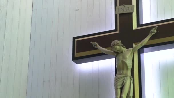 Světlo Ježíše na zářící kříž — Stock video