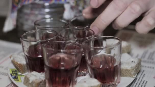Άνθρωποι σε ένα εστιατόριο με ένα ποτήρι αλκοόλ — Αρχείο Βίντεο