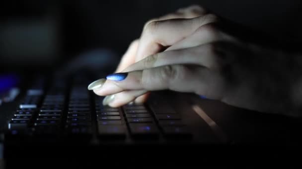 Close-up of typing female hands on keyboard — Stock Video