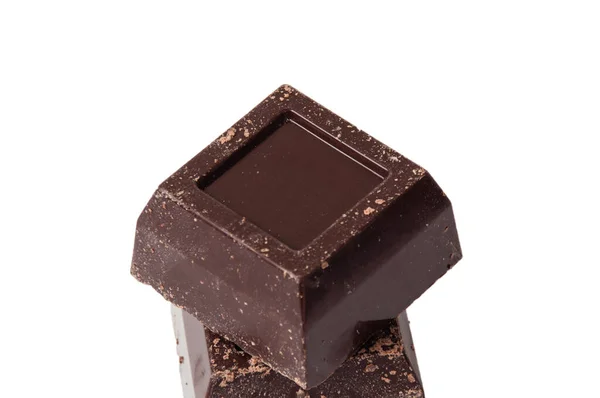 Isolat Chocolat Noir Sur Fond Blanc Gros Plan — Photo