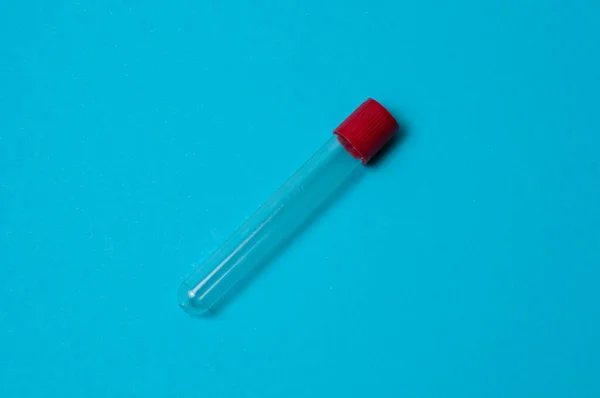 Jedna Krev Sbírka Trubice Modrém Pozadí — Stock fotografie