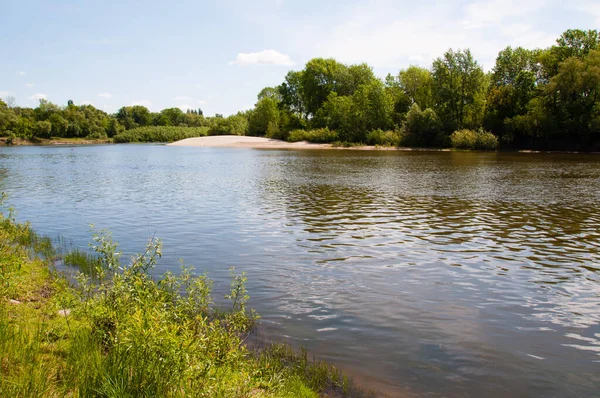 Mycket Vackert Naturlandskap Ukraina Himmel Vatten Och Skog Sommaren Eller — Stockfoto