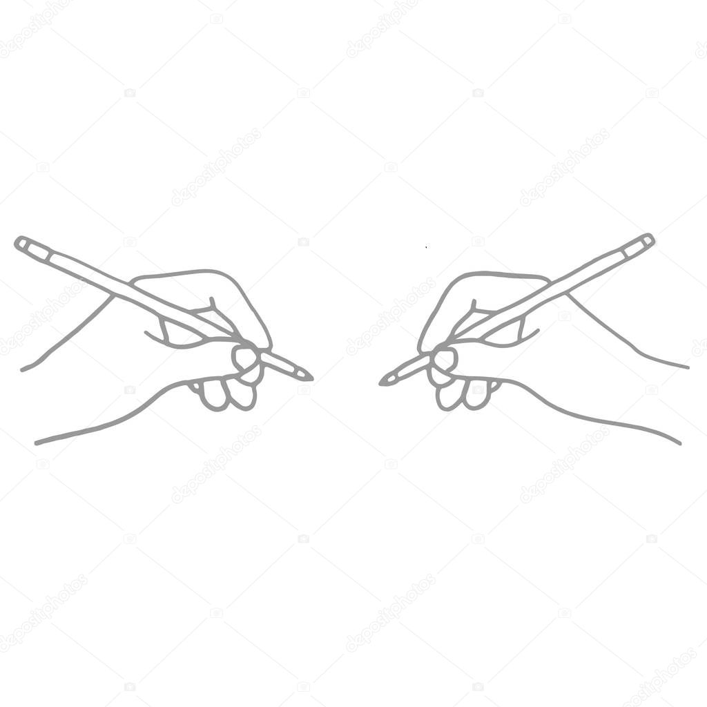 two human hands holding pencils