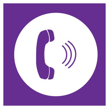 Mor eski telefon alıcı bir daire içinde