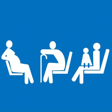 Priority seating for pregnant women, woman with baby and seniors clipart