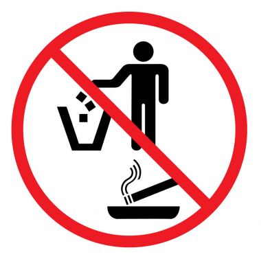 No discarding sign for litter and cigarettes clipart