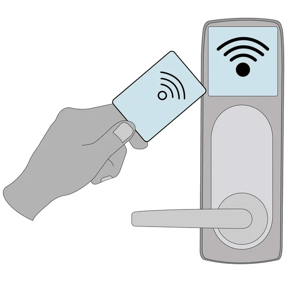 Anahtar kartı. Elektronik modern sistemi için açılır, kapanır, kilit ve kapı kilidini