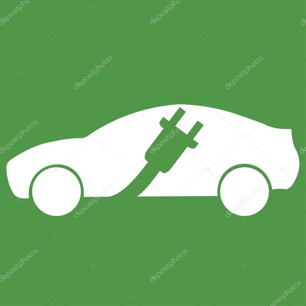 Electric car with charging cable conceptual vector