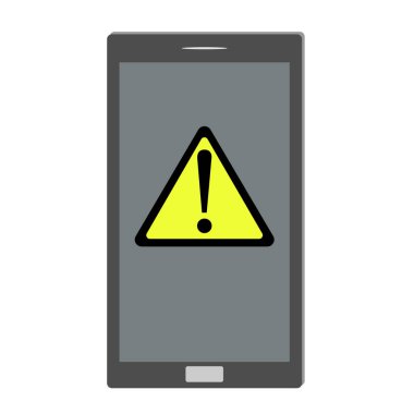 Üçgen içinde ünlem işareti ile Smartphone perde