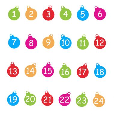 Yapılan Noel topları, vektör varış takvimi