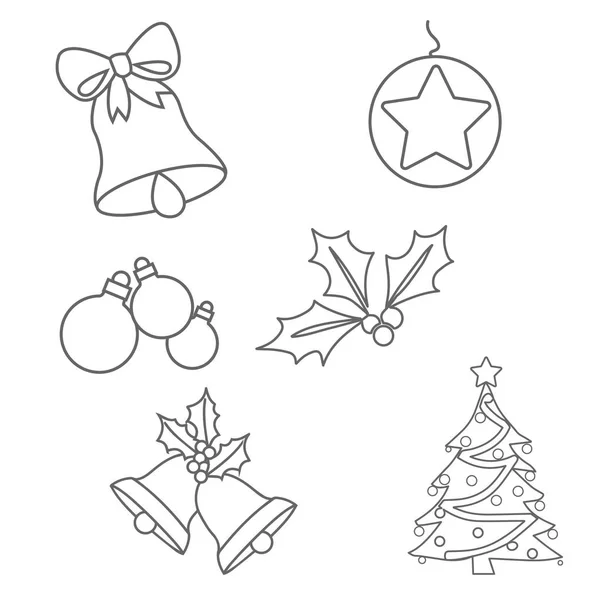 Christmas Ornaments Colouring Pages White Background — Stock Vector