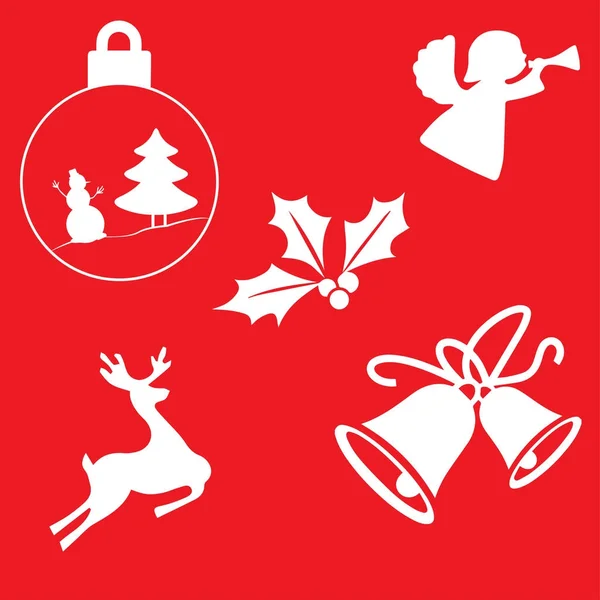 White Christmas Decoratie Rode Achtergrond Vector — Stockvector
