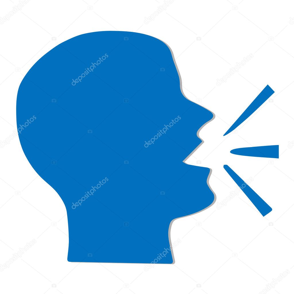 Head of man speaking, silhouette, conceptual vector