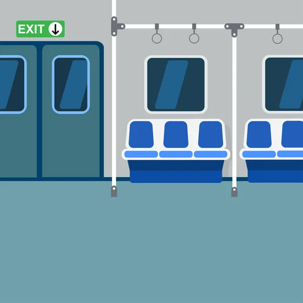 Interior Metrô Portas Janelas Assentos Trilhos —  Vetores de Stock