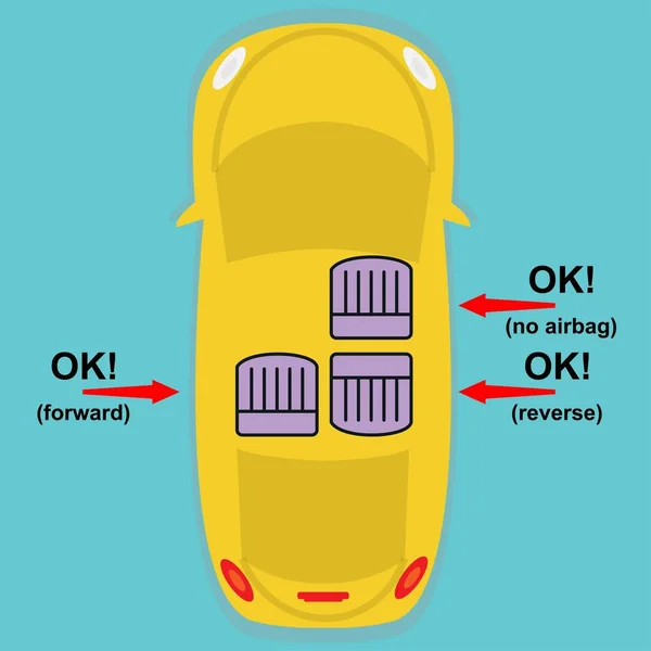 Diferentes Posições Para Assento Carro Segurança Infantil Dentro Carro —  Vetores de Stock