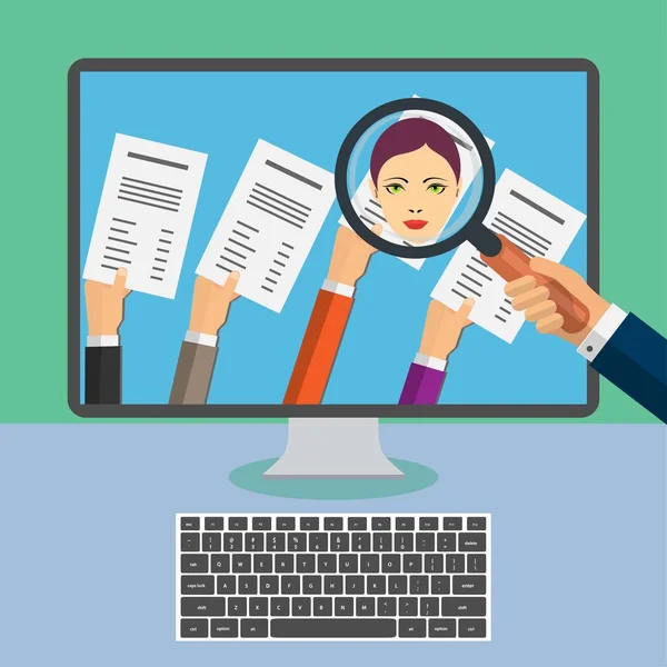 Elleri Cvs tutan bilgisayar ekranı, kavramsal vektör