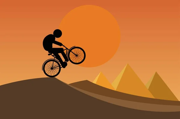 Silhouette Jeune Homme Avec Prothèse Jambe Vélo — Image vectorielle