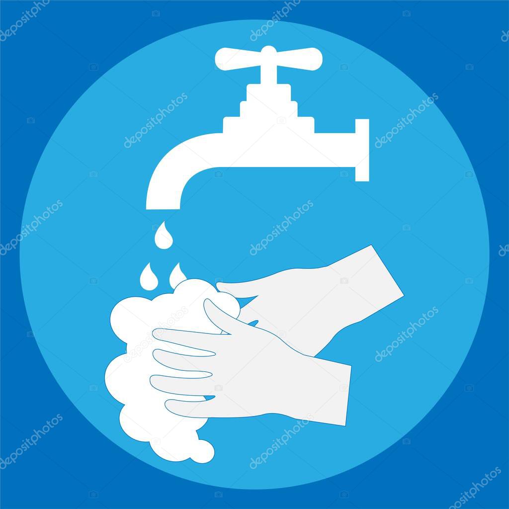 Washing hands with soap under water tap