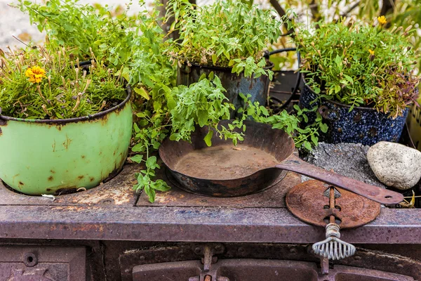 Dökme demir ve bitkiler.