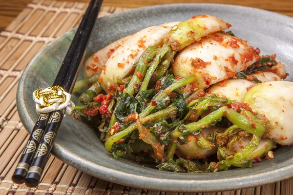 Koreanisches Gericht namens Rettich Kimchi. — Stockfoto