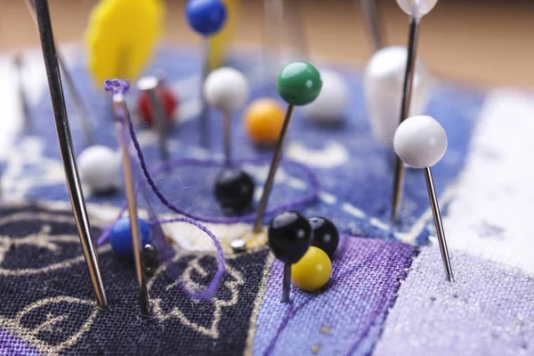 Macro of pins and needles. — Stock Photo, Image