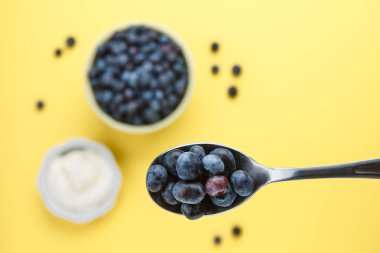 Yaban mersini bir kaşık üzerinde genel bakış.