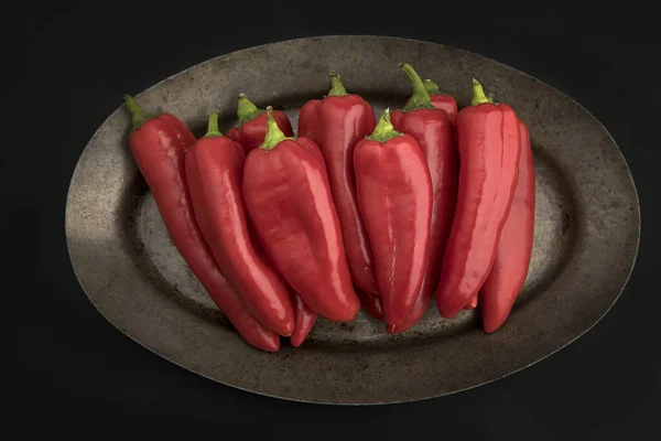 Overview Spicy Red Peppers Stacked Platter — Stock Photo, Image