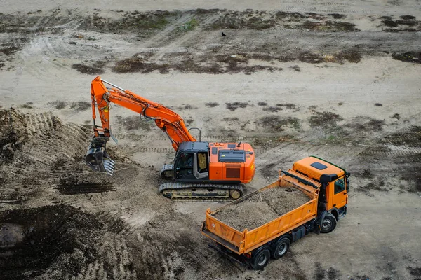 Digger excavator is work — Stock Photo, Image