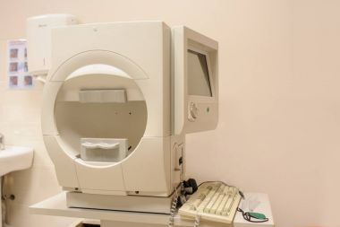 Ophthalmology equipment: computerized perimetry eye for visual f clipart