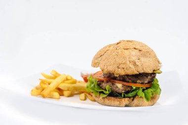 Ketçap ve hamburger/burger patates kızartması 